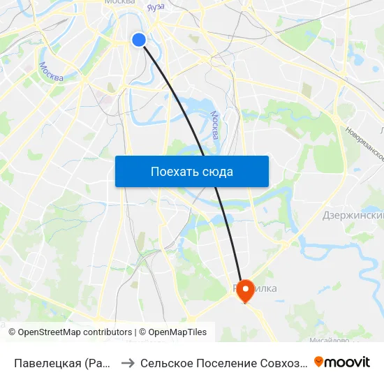 Павелецкая (Paveletskaya) to Сельское Поселение Совхоз Имени Ленина map