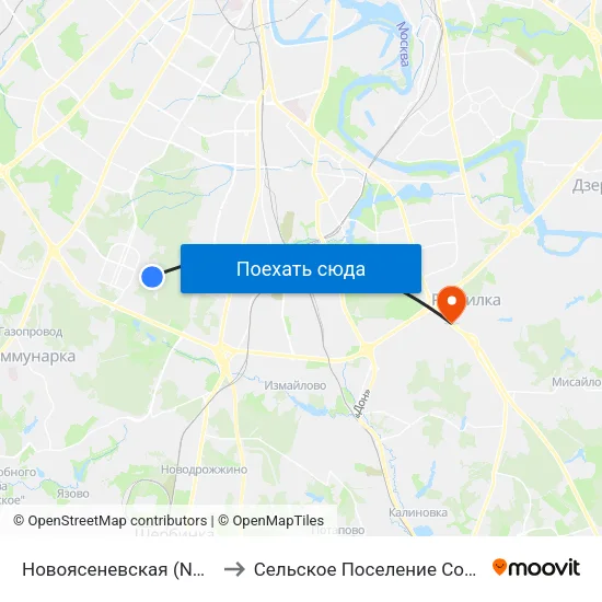 Новоясеневская (Novoyasenevskaya) to Сельское Поселение Совхоз Имени Ленина map