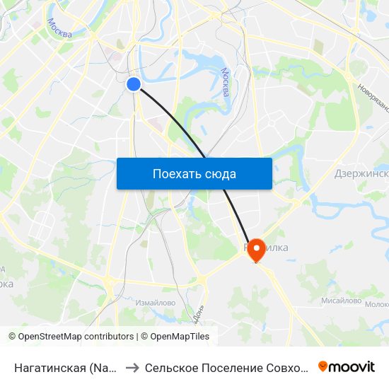 Нагатинская (Nagatinskaya) to Сельское Поселение Совхоз Имени Ленина map