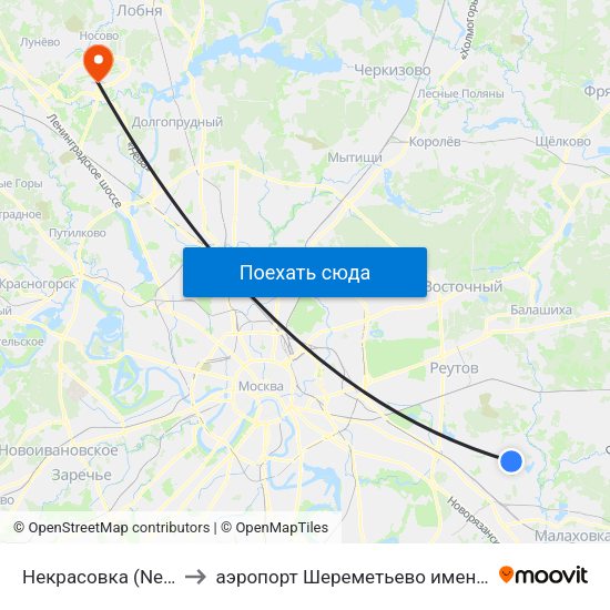 Некрасовка (Nekrasovka) to аэропорт Шереметьево имени А.С. Пушкина map