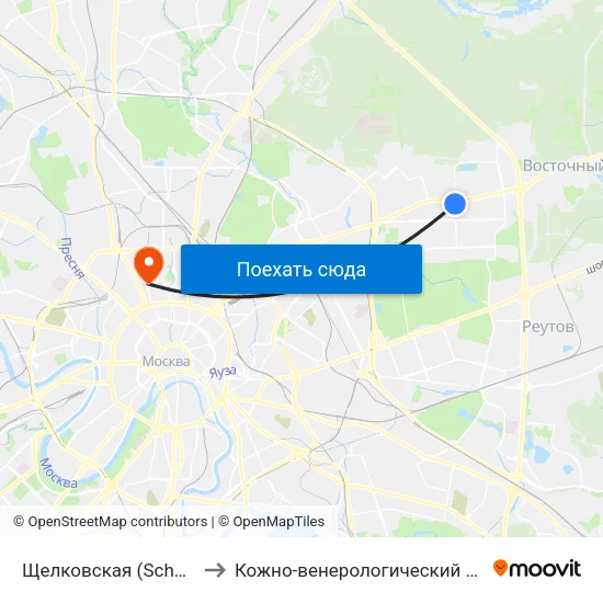 Щелковская (Schelkovskaya) to Кожно-венерологический диспансер №3 map