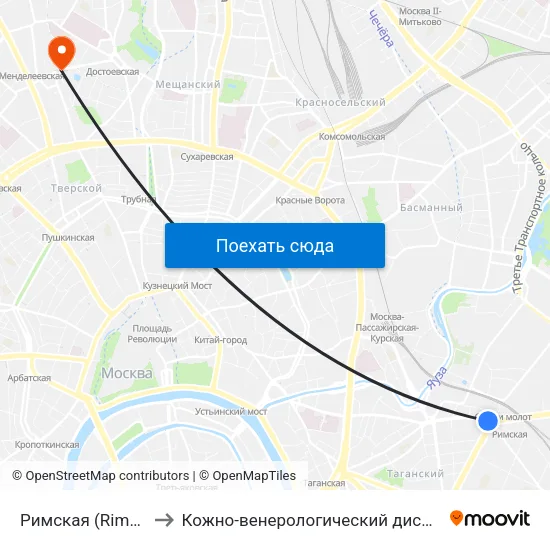 Римская (Rimskaya) to Кожно-венерологический диспансер №3 map