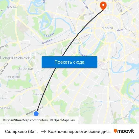 Саларьево (Salaryevo) to Кожно-венерологический диспансер №3 map