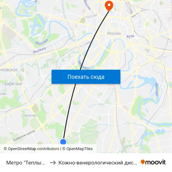 Метро "Теплый Стан" to Кожно-венерологический диспансер №3 map