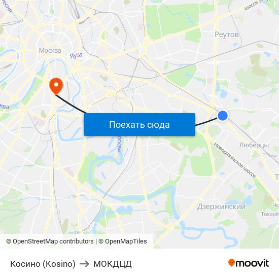 Косино (Kosino) to МОКДЦД map