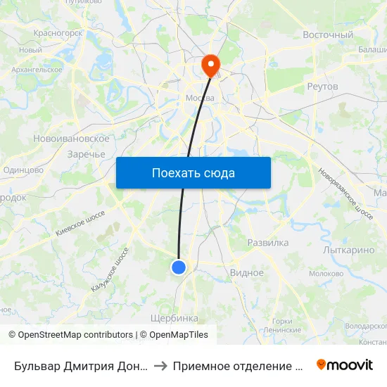 Бульвар Дмитрия Донского (Bulvar Dmitriya Donskogo) to Приемное отделение НИИ СП им. Н. В. Склифосовского map
