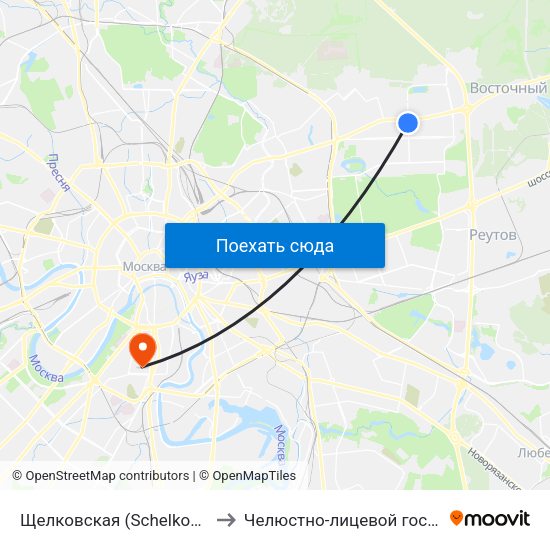 Щелковская (Schelkovskaya) to Челюстно-лицевой госпиталь map