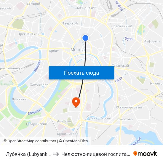 Лубянка (Lubyanka) to Челюстно-лицевой госпиталь map