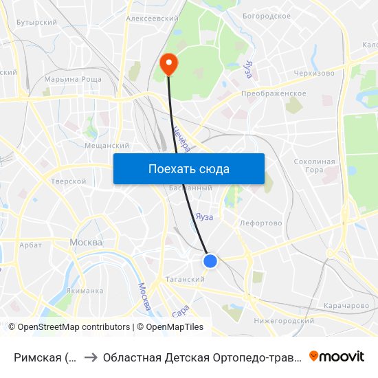 Римская (Rimskaya) to Областная Детская Ортопедо-травматологическая Больница map