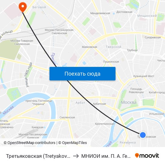 Третьяковская (Tretyakovskaya) to МНИОИ им. П. А. Герцена map