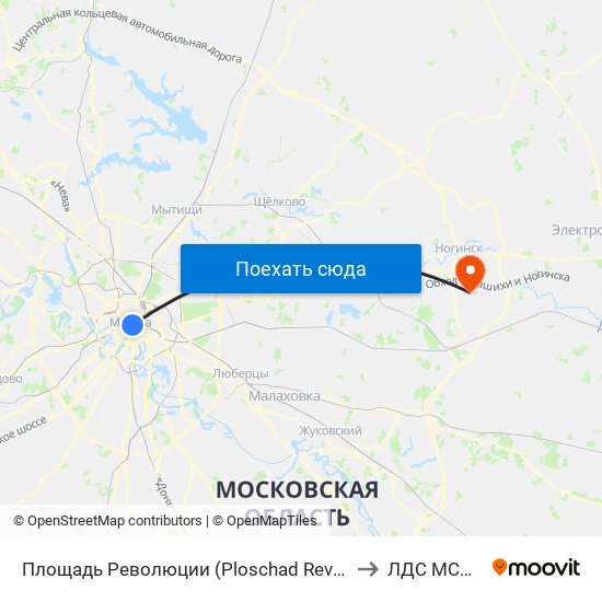 Площадь Революции (Ploschad Revolyutsii) to ЛДС МСЧ 21 map