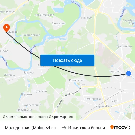 Молодежная (Molodezhnaya) to Ильинская больница map