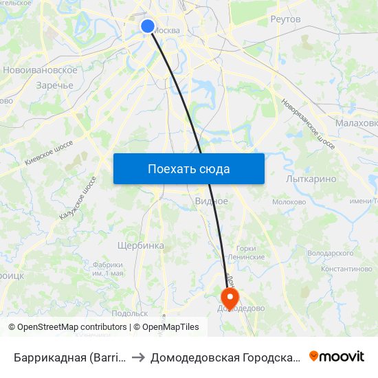 Баррикадная (Barrikadnaya) to Домодедовская Городская Больница map