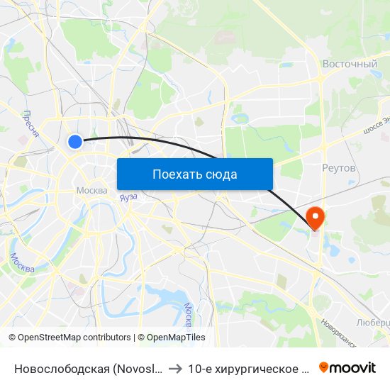 Новослободская (Novoslobodskaya) to 10-е хирургическое отделение map