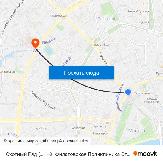 Охотный Ряд (Okhotny Ryad) to Филатовская Поликлиника Отделение Микрохирургии map