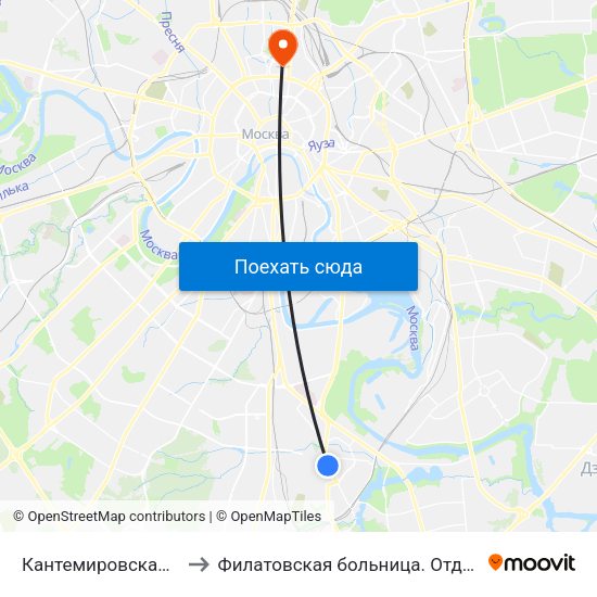 Кантемировская (Kantemirovskaya) to Филатовская больница. Отделение торакальной хирургии map