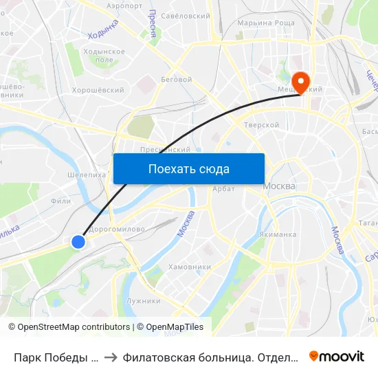 Парк Победы (Park Pobedy) to Филатовская больница. Отделение торакальной хирургии map