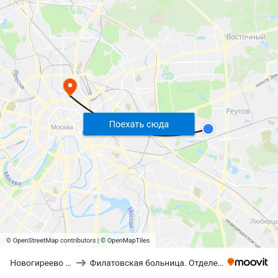 Новогиреево (Novogireevo) to Филатовская больница. Отделение торакальной хирургии map