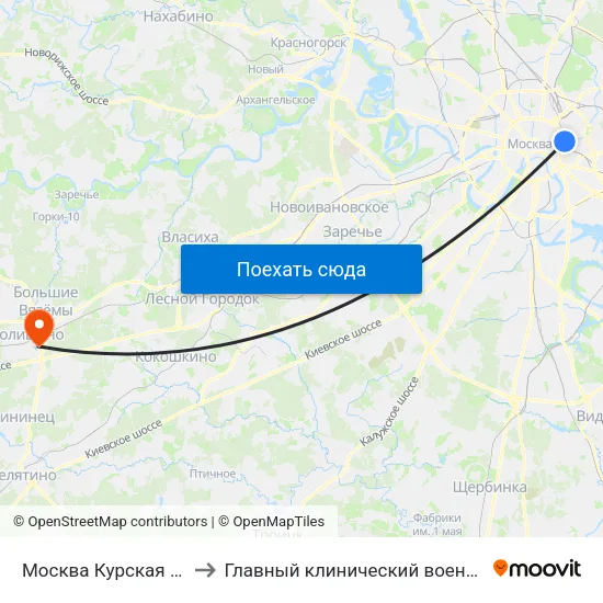 Москва Курская (Kursky Station) to Главный клинический военный госпиталь ФСБ РФ map