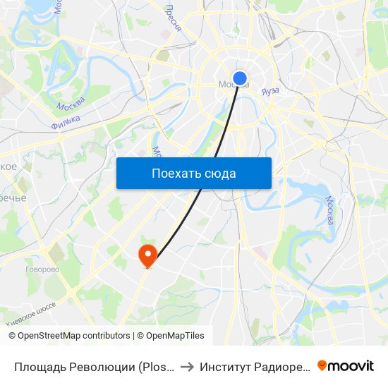 Площадь Революции (Ploschad Revolyutsii) to Институт Радиоренгенологии map