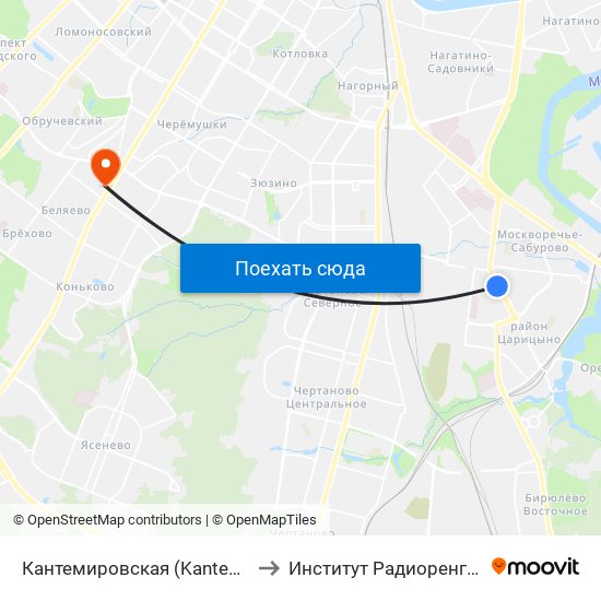 Кантемировская (Kantemirovskaya) to Институт Радиоренгенологии map