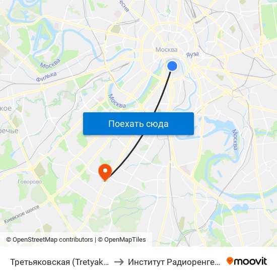 Третьяковская (Tretyakovskaya) to Институт Радиоренгенологии map