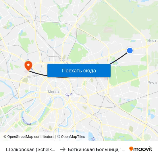 Щелковская (Schelkovskaya) to Боткинская Больница,16 Корпус map
