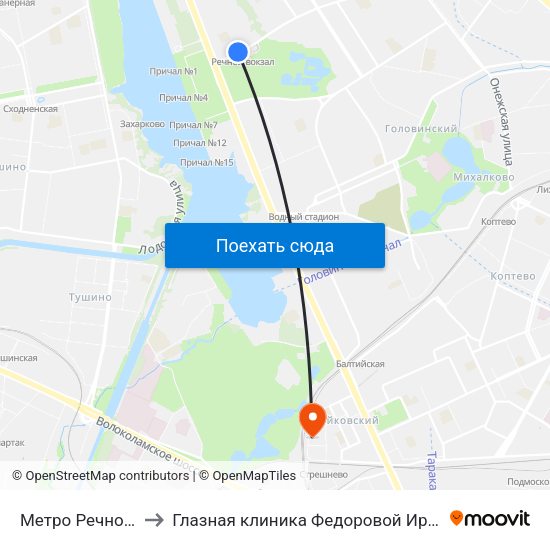 Метро Речной вокзал to Глазная клиника Федоровой Ирины Святославны map