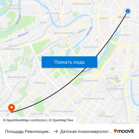 Площадь Революции (Ploschad Revolyutsii) to Детская психоневрологическая больница № 18 map