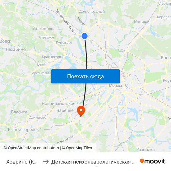 Ховрино (Khovrino) to Детская психоневрологическая больница № 18 map