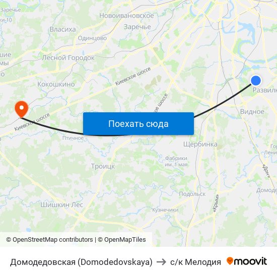Домодедовская (Domodedovskaya) to с/к Мелодия map