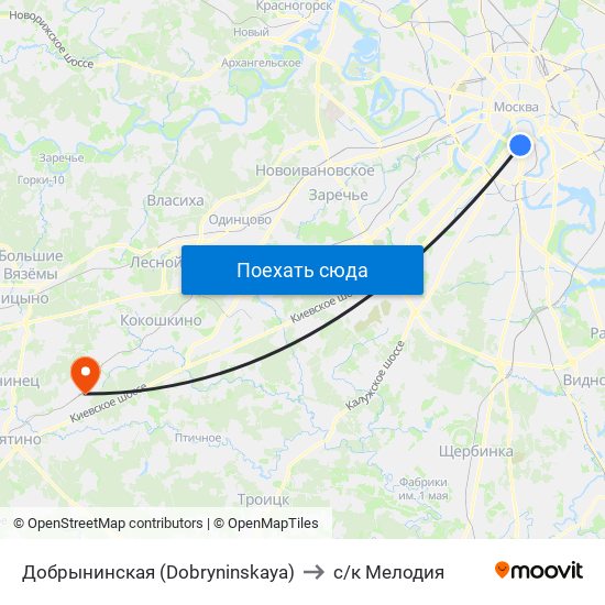 Добрынинская (Dobryninskaya) to с/к Мелодия map