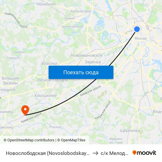 Новослободская (Novoslobodskaya) to с/к Мелодия map