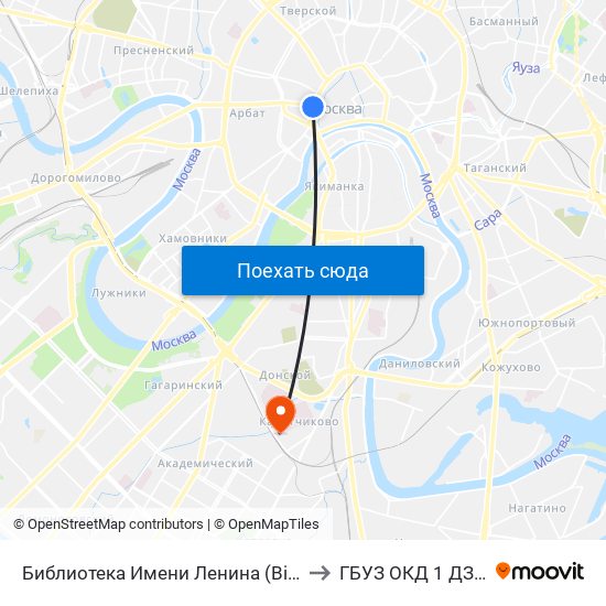 Библиотека Имени Ленина (Biblioteka Imeni Lenina) to ГБУЗ ОКД 1 ДЗМ филиал 1 map