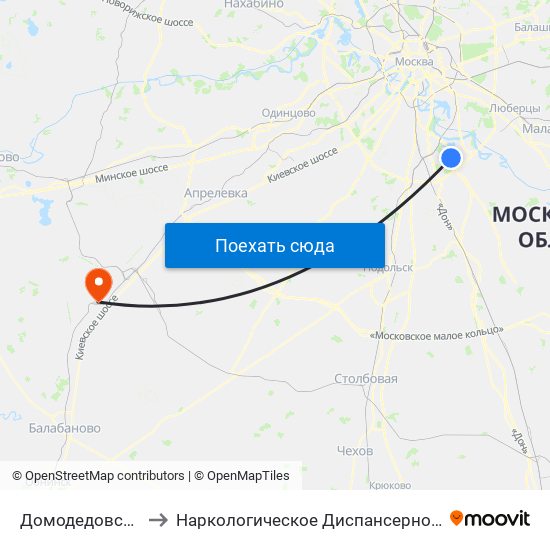 Домодедовская (Domodedovskaya) to Наркологическое Диспансерное Отделение ( Психиатрическая Больница 23 ) map