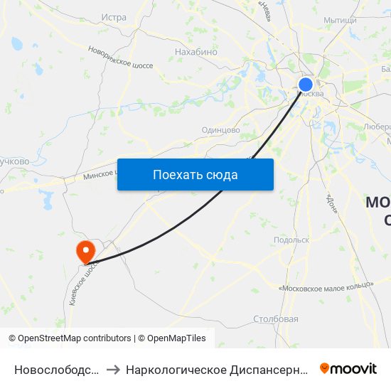 Новослободская (Novoslobodskaya) to Наркологическое Диспансерное Отделение ( Психиатрическая Больница 23 ) map