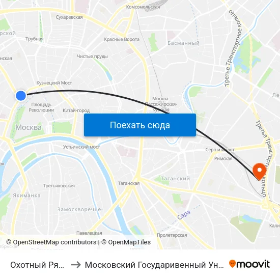 Охотный Ряд (Okhotny Ryad) to Московский Государивенный Университет Технологий И управления map