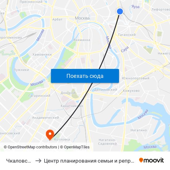 Чкаловская (Chkalovskaya) to Центр планирования семьи и репродукции  Департамента здравоохранения города Москвы map