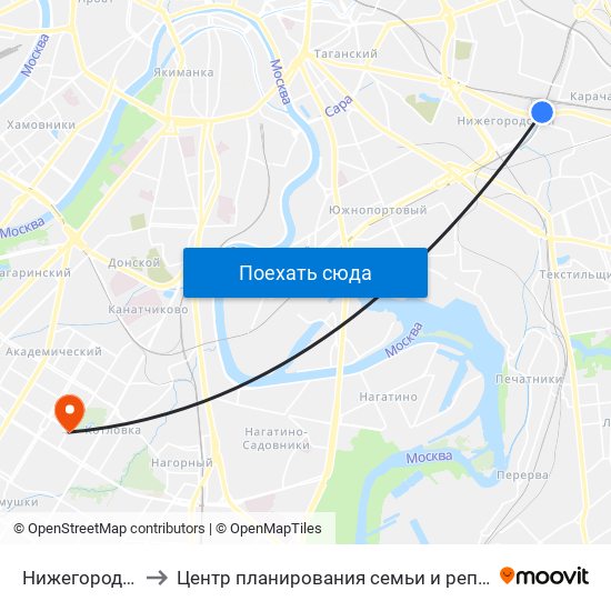 Нижегородская (Nizhegorodskaya) to Центр планирования семьи и репродукции  Департамента здравоохранения города Москвы map