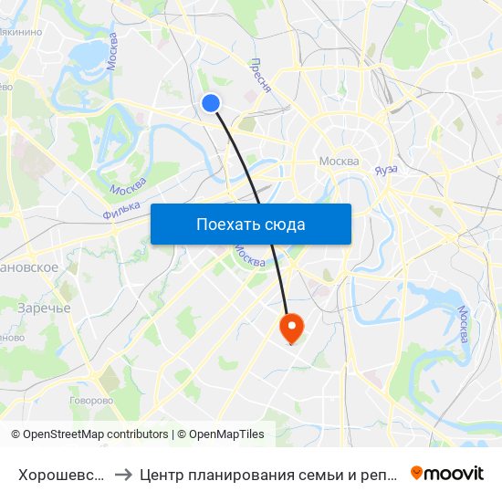 Хорошевская (Khoroshevskaya) to Центр планирования семьи и репродукции  Департамента здравоохранения города Москвы map