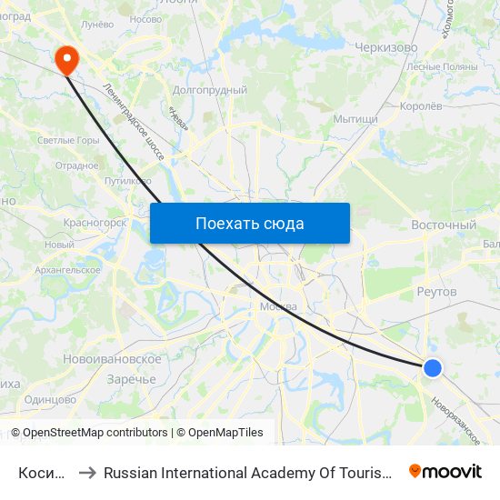 Косино (Kosino) to Russian International Academy Of Tourism (Российская Международная Академия Туризма) map