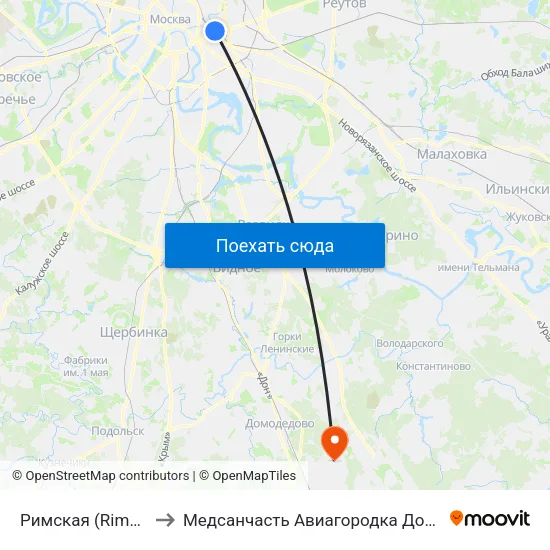 Римская (Rimskaya) to Медсанчасть Авиагородка Домодедово map