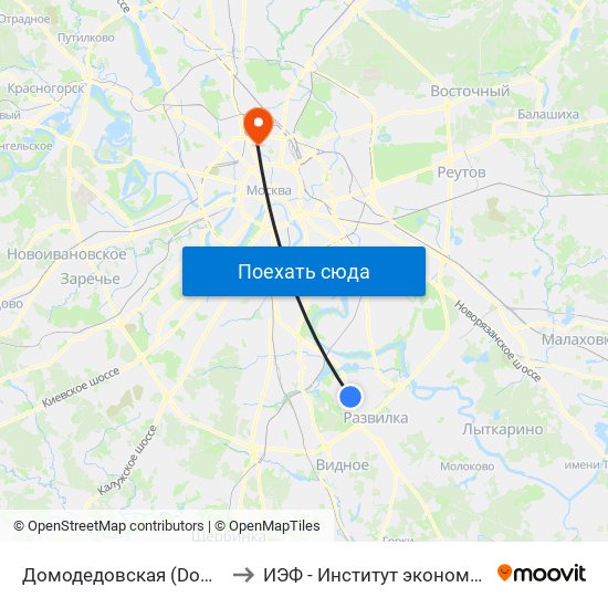 Домодедовская (Domodedovskaya) to ИЭФ - Институт экономики и финансов map