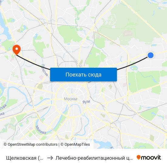 Щелковская (Schelkovskaya) to Лечебно-реабилитационный центр в Покрово-Стрешнево map