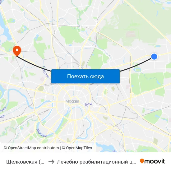 Щелковская (Schelkovskaya) to Лечебно-реабилитационный центр в Покрово-Стрешнево map