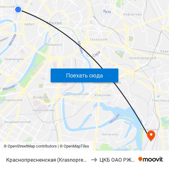 Краснопресненская (Krasnopresnenskaya) to ЦКБ ОАО РЖД №6 map