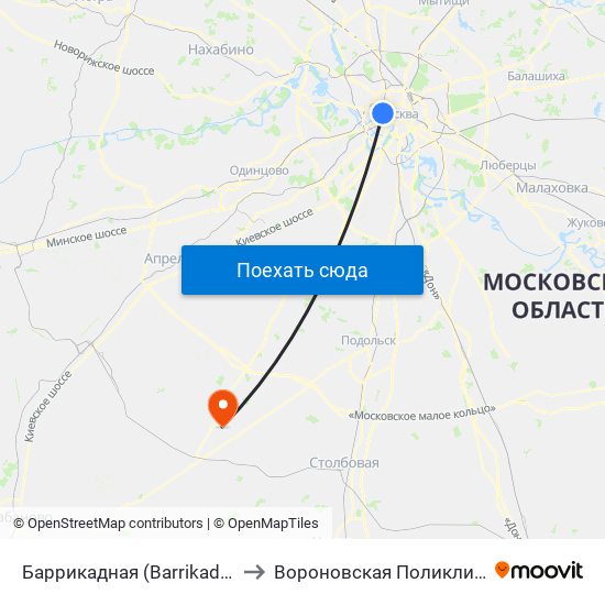Баррикадная (Barrikadnaya) to Вороновская Поликлиника map