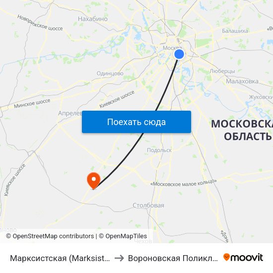 Марксистская (Marksistskaya) to Вороновская Поликлиника map