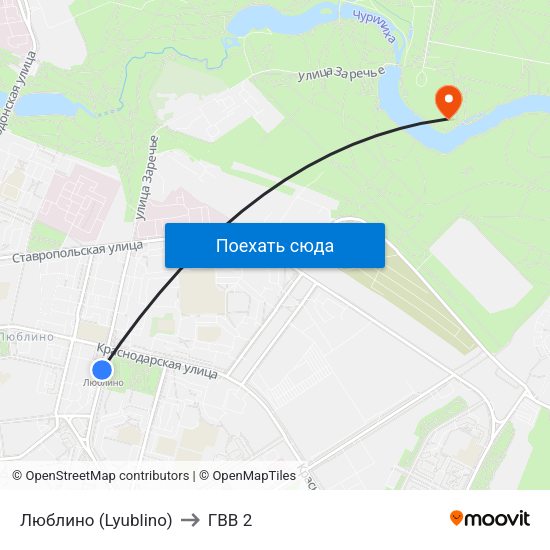 Люблино (Lyublino) to ГВВ 2 map