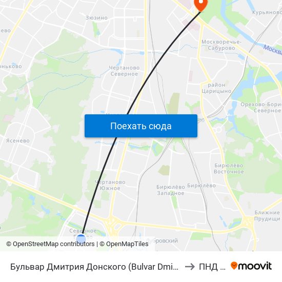 Бульвар Дмитрия Донского (Bulvar Dmitriya Donskogo) to ПНД #18 map